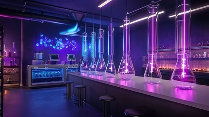 Poster - Advanced chemistry lab with AI enhancing experimentation and research precision
