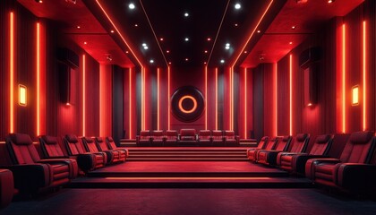 Experience immersive surround sound in a modern cinema lounge with stylish seating