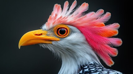 Wall Mural - Close-up Portrait of a Secretarybird with Pink Crest