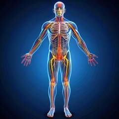 detailed representation of the human body with organs and systems highlighted. generative ai