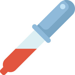 Poster - This flat design icon features a chemical pipette dropper holding a red liquid, perfect for representing chemical experiments or medical testing