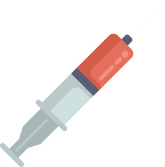 Poster - medical syringe is filled with red liquid, prepared for an injection