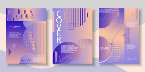 Gradient blue pink Cover design flyer, Creative A4 layouts, template, posters. Abstract geometric shape for Notebook corporate identity, branding, social media advertising, promo