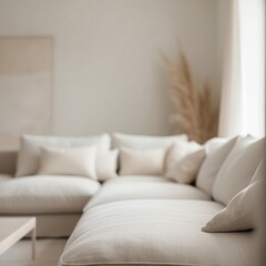 Wall Mural - Cozy Living Room With a Soft Neutral Palette and Comfortable Seating in Natural Light