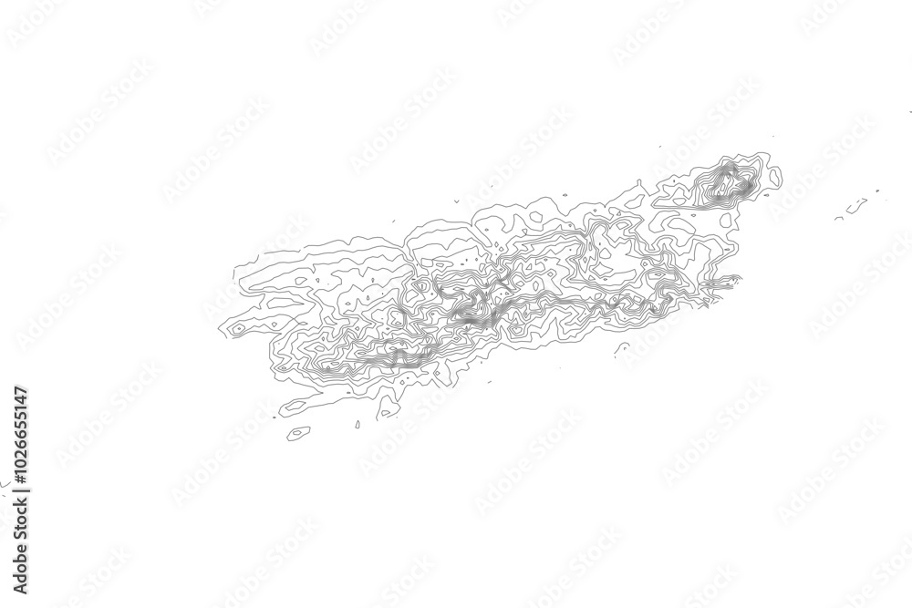 Puerto Rico Line Map Puerto Rico Elevation Contour Map SVG - Topographic Terrain Lines for ...