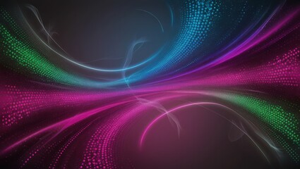 Poster - Abstract Digital Art With Vibrant Swirls and Dots in Shades of Blue, Green, and Pink