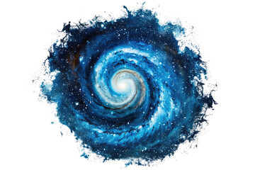 Wall Mural - blue spiral galaxy swirl isolated on white or transparent png