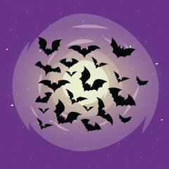 Aufkleber - Halloween And Bat Background Vector Design.