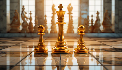 3D Depiction of a Golden Chess Piece - King Standing