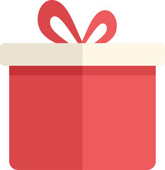 Sticker - Red gift box with a bow on top in a flat design illustration style