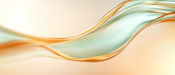  A tight shot of a wavy pattern against a white and golden backdrop, featuring a light green and gold color palette