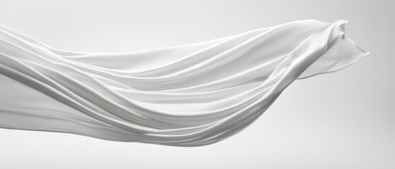 Poster -  A white cloth flutters in the air, its fabric taut and billowing to showcase its flowing design