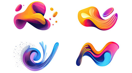 Poster - Colorful Abstract Geometric Shapes With Dynamic Fluid Designs Generative AI