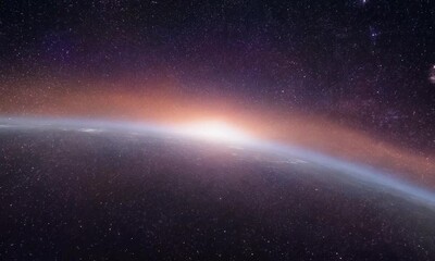 Wall Mural - wide-angle shot with cosmic microwave background: the camera starts by capturing the faint, uniform 