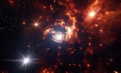 Wall Mural - tracking shot with space-time distortion: the camera starts by focusing on a region of space with vi