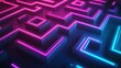 © phattharabodin - Glowing neon digital pathways forming a maze-like pattern on a dark background.