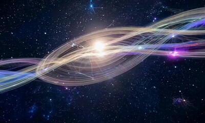 Wall Mural - tilt shot with cosmic filament network: the camera starts by focusing on the network of cosmic filam
