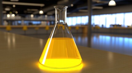 Aufkleber - A Glass Erlenmeyer Flask Filled with Yellow Liquid