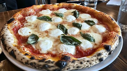 pizza on a wooden table