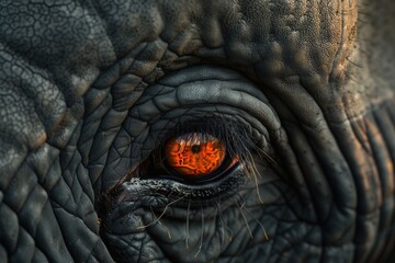 Poster - This close-up reveals the intricate texture of an elephant's skin around its eye, capturing the depth and vibrant color that defines its gaze. Generative AI