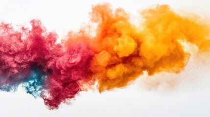 Poster - Abstract Colorful Powder Explosion Against White Background