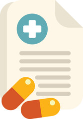 Poster - This vector illustration showcases the concept of healthcare with a medical prescription form and two pills