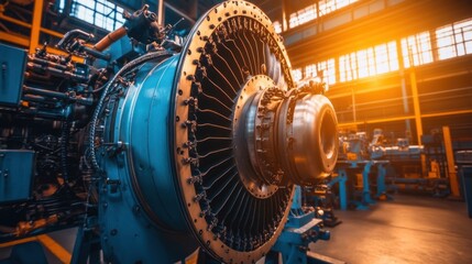 Poster - Close-up of a Large Industrial Turbine Fan Blade
