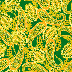 Wall Mural - Seamless pattern traditional Asian paisley design. Vector pattern for textile design and fabrics, fashionable and delicate.