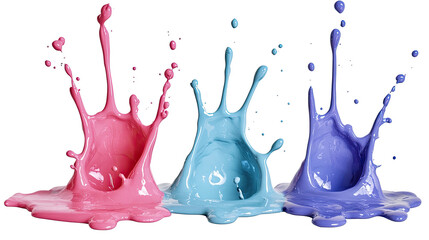 Poster - Colorful Paint Splashes in Pink Blue and Purple Patterns Generative AI