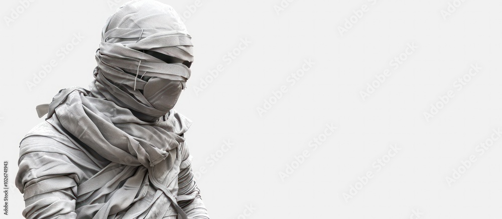 Mysterious faceless silhouette of a figure completely shrouded and ...