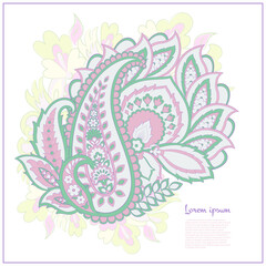 Wall Mural - Vector Floral isolated pattern with paisley ornament.