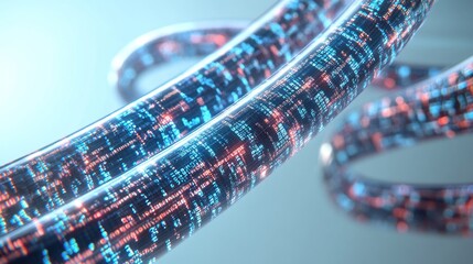 Poster - Transparent Cylinders with Glowing Binary Code