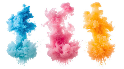 Poster - Colorful Smoke Explosions in Blue Pink and Orange Swirling Patterns Generative AI