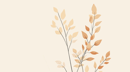 Wall Mural - Elegant Pastel Leaves on Light Background for Botanical and Floral Designs