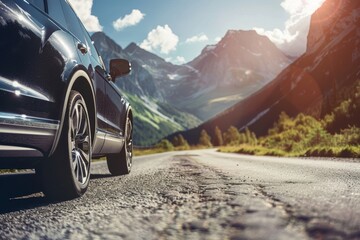 Luxury SUV Navigating Scenic Mountain Road for Adventure and Travel Inspiration