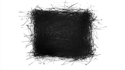 Poster - A black and white image of a messy, splattered background with a black square in the middle