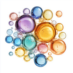 Poster - Colorful liquid bubbles on white background