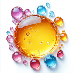 Poster - Colorful liquid bubbles on white background