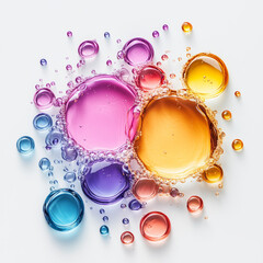 Poster - Colorful liquid bubbles on white background