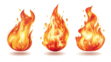 Poster - Vibrant Flame Graphics Illustrating Different Fire Shapes and Sizes Generative AI