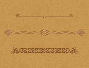 Celtic Borders and Headers Set on Parchment Background