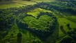 © Musarat - Expenses view of a shaped like hearts woodland in middle of lush vegetation fields