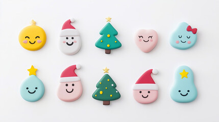 Wall Mural - Set of New Year's emoji holiday stickers