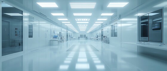 Aufkleber - Futuristic cleanroom in a leadingedge semiconductor facility, featuring advanced nanotechnology production, ultraclean surfaces, and sophisticated equipment