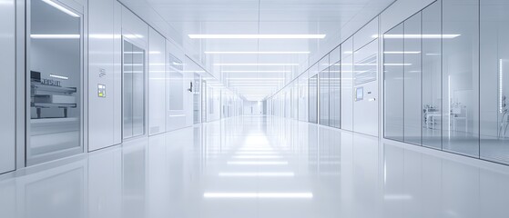 Aufkleber - Futuristic cleanroom in a leadingedge semiconductor facility, featuring advanced nanotechnology production, ultraclean surfaces, and sophisticated equipment