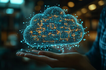Poster - a remote worker sharing a document with a colleague through cloud storage, illustrating the use of t