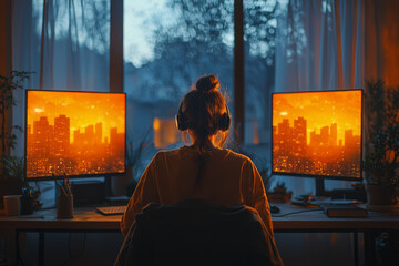 Poster - A family member interrupting a remote worker during a video call, representing the challenges of working from home. Concept of work-life integration.