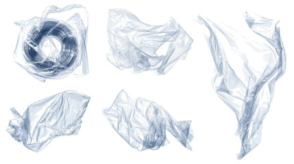 Poster - various textures of plastic wrap arranged on a white background generative ai