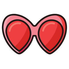 Funny Heart shaped sunglasses vector illustration isolated on a white background