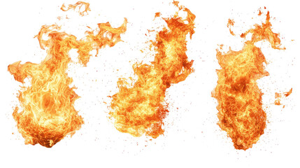 Poster - Realistic Flame Collection Showcasing Vibrant Fire Dynamics at Night Generative AI